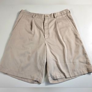 Nike Golf Shorts Performance Dri Fit Mens Sz 34 Beige Pleated Chino Casual